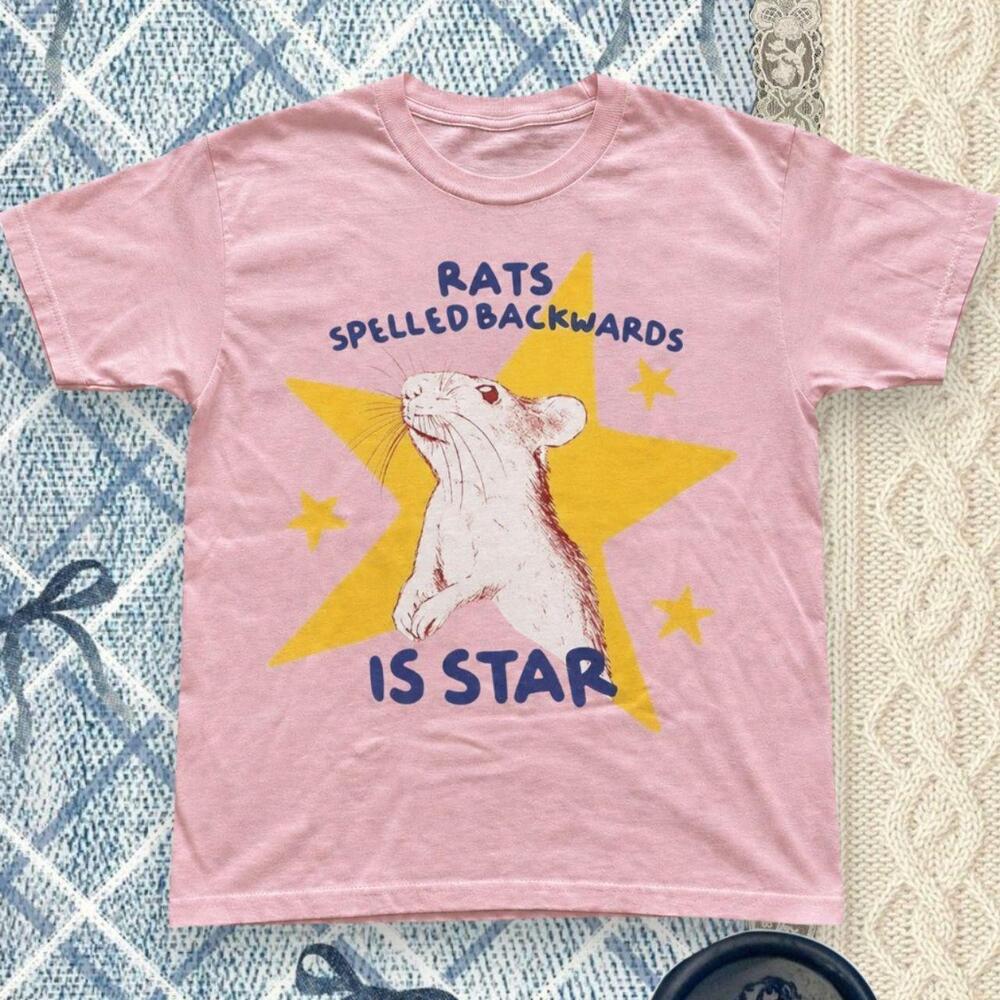 Rats Spelled Backwards Star Rat Graphic Tee Light Pink Unisex